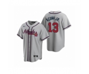 Women Atlanta Braves #13 Ronald Acuna Jr. Nike Gray 2020 Replica Road Jersey