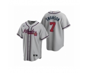 Women Atlanta Braves #7 Dansby Swanson Nike Gray 2020 Replica Road Jersey