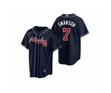 Women Atlanta Braves #7 Dansby Swanson Nike Navy 2020 Replica Alternate Jersey