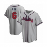 Women Bobby Cox #6 Atlanta Braves Gray Replica Road Jersey