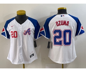 Women's Atlanta Braves #20 Marcell Ozuna Number White 2023 City Connect Cool Base Stitched Jerseys