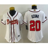 Women's Atlanta Braves #20 Marcell Ozuna White Gold World Series Champions Cool Base Stitched Jersey