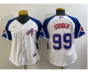 Women's Atlanta Braves #99 Spencer Strider White 2023 City Connect Cool Base Stitched Jersey