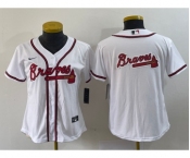 Women's Atlanta Braves Blank White Stitched MLB Cool Base Nike Jersey1