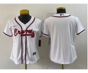 Women's Atlanta Braves Blank White Stitched MLB Cool Base Nike Jersey