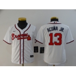 Nike Youth Atlanta Braves #13 Ronald Acuna Jr. Replica White Nike Alternate Cool Base Baseball Jersey