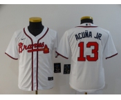 Nike Youth Atlanta Braves #13 Ronald Acuna Jr. Replica White Nike Alternate Cool Base Baseball Jersey