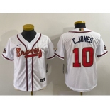 Youth Atlanta Braves #10 Chipper Jones 2022 White Gold World Series Champions Cool Base Stitched Jersey