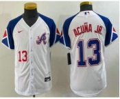 Youth Atlanta Braves #13 Ronald Acuna Jr Number White 2023 City Connect Cool Base Stitched Jersey1