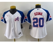 Youth Atlanta Braves #20 Marcell Ozuna Number White 2023 City Connect Cool Base Stitched Jersey