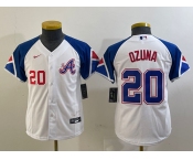 Youth Atlanta Braves #20 Marcell Ozuna Number White 2023 City Connect Cool Base Stitched Jerseys