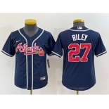 Youth Atlanta Braves #27 Austin Riley Navy Blue Stitched MLB Cool Base Nike Jersey