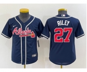 Youth Atlanta Braves #27 Austin Riley Navy Blue Stitched MLB Cool Base Nike Jersey