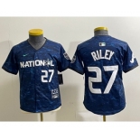 Youth Atlanta Braves #27 Austin Riley Number Royal 2023 All Star Cool Base Stitched Baseball Jersey