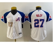 Youth Atlanta Braves #27 Austin Riley Number White 2023 City Connect Cool Base Stitched Jersey