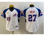 Youth Atlanta Braves #27 Austin Riley Number White 2023 City Connect Cool Base Stitched Jerseys