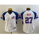 Youth Atlanta Braves #27 Austin Riley White 2023 City Connect Cool Base Stitched Jersey