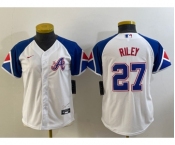 Youth Atlanta Braves #27 Austin Riley White 2023 City Connect Cool Base Stitched Jersey