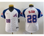 Youth Atlanta Braves #28 Matt Olson Number White 2023 City Connect Cool Base Stitched Jersey1