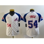 Youth Atlanta Braves #54 Max Fried Number White 2023 City Connect Cool Base Stitched Jersey