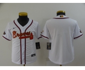 Youth Atlanta Braves Blank 2022 White Gold World Series Champions Program Cool Base Stitched Jersey