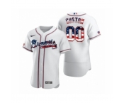 Men's Custom Atlanta Braves White 2020 Stars & Stripes 4th of July Jersey