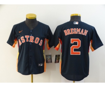 Youth Houston Astros #2 Alex Bregman Nike Authentic Navy Blue Alternate Cool Base Baseball Jersey