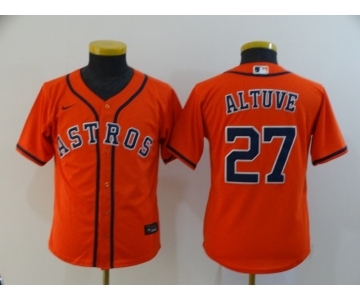 Youth Houston Astros #27 Jose Altuve Orange Stitched MLB Cool Base Nike Jersey