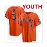 Youth Houston Astros #3 Jeremy Peña Orange 2022 World Series Home Stitched Baseball Jersey