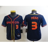 Youth Houston Astros #3 Jeremy Pena Number 2022 Navy Blue City Connect Cool Base Stitched Jersey