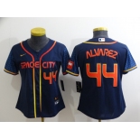 Youth Houston Astros #44 Yordan Alvarez Number 2022 Navy Blue City Connect Cool Base Stitched Jersey