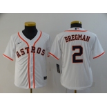 Youth Nike Houston Astros#2 Alex Bregman Authentic White Alternate Cool Base Baseball Jersey