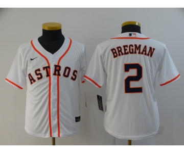 Youth Nike Houston Astros#2 Alex Bregman Authentic White Alternate Cool Base Baseball Jersey