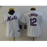 Nike Women's New York Mets #12 Francisco Lindor Authentic Royal White Alternate Home Cool Base Baseball Jersey