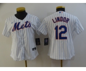 Nike Women's New York Mets #12 Francisco Lindor Authentic Royal White Alternate Home Cool Base Baseball Jersey