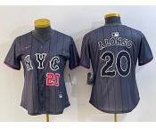 Women's New York Mets #20 Pete Alonso Number Grey 2024 City Connect Cool Base Stitched Jerseys