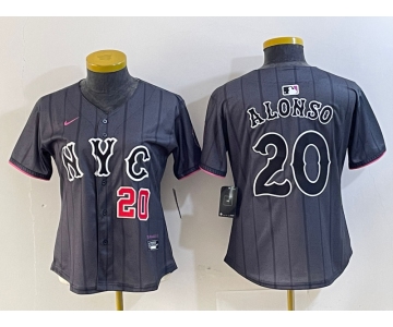 Women's New York Mets #20 Pete Alonso Number Grey 2024 City Connect Cool Base Stitched Jerseys