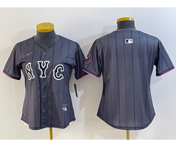 Women's New York Mets Blank Gray 2024 City Connect Cool Base Stitched Jersey