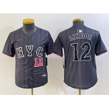 Youth New York Mets #12 Francisco Lindor Number Grey 2024 City Connect Cool Base Stitched Jerseys