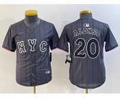 Youth New York Mets #20 Pete Alonso Grey 2024 City Connect Cool Base Stitched Jersey