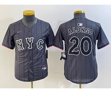 Youth New York Mets #20 Pete Alonso Grey 2024 City Connect Cool Base Stitched Jersey