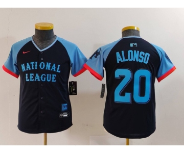 Youth New York Mets #20 Pete Alonso Navy 2024 All Star Limited Stitched Jersey