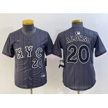 Youth New York Mets #20 Pete Alonso Number Grey 2024 City Connect Cool Base Stitched Jersey