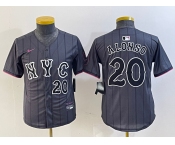 Youth New York Mets #20 Pete Alonso Number Grey 2024 City Connect Cool Base Stitched Jersey