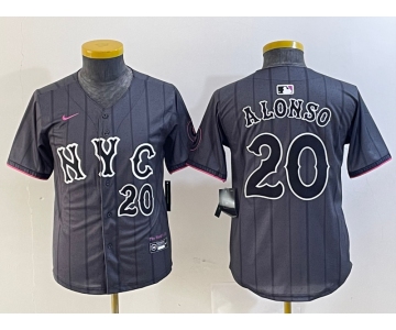 Youth New York Mets #20 Pete Alonso Number Grey 2024 City Connect Cool Base Stitched Jersey