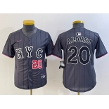 Youth New York Mets #20 Pete Alonso Number Grey 2024 City Connect Cool Base Stitched Jerseys