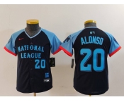 Youth New York Mets #20 Pete Alonso Number Navy 2024 All Star Limited Stitched Jersey