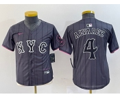 Youth New York Mets #4 Francisco Alvarez Gray 2024 City Connect Cool Base Stitched Jersey