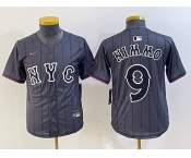 Youth New York Mets #9 Brandon Nimmo Gray 2024 City Connect Cool Base Stitched Jersey