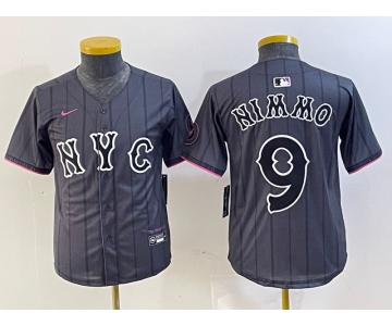 Youth New York Mets #9 Brandon Nimmo Gray 2024 City Connect Cool Base Stitched Jersey